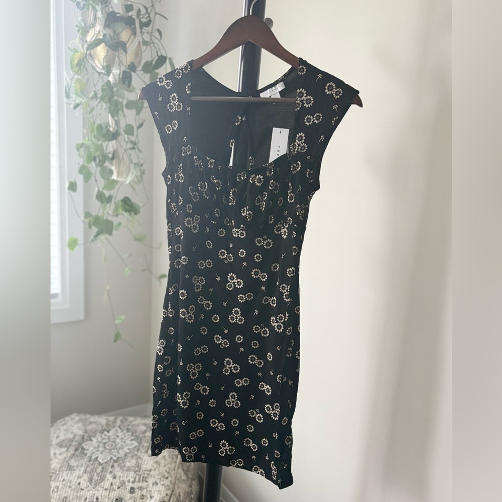 Topshop Black Floral Sheath Mini Dress - NWT